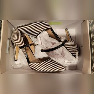 Banana Republic Black and White Striped Heels